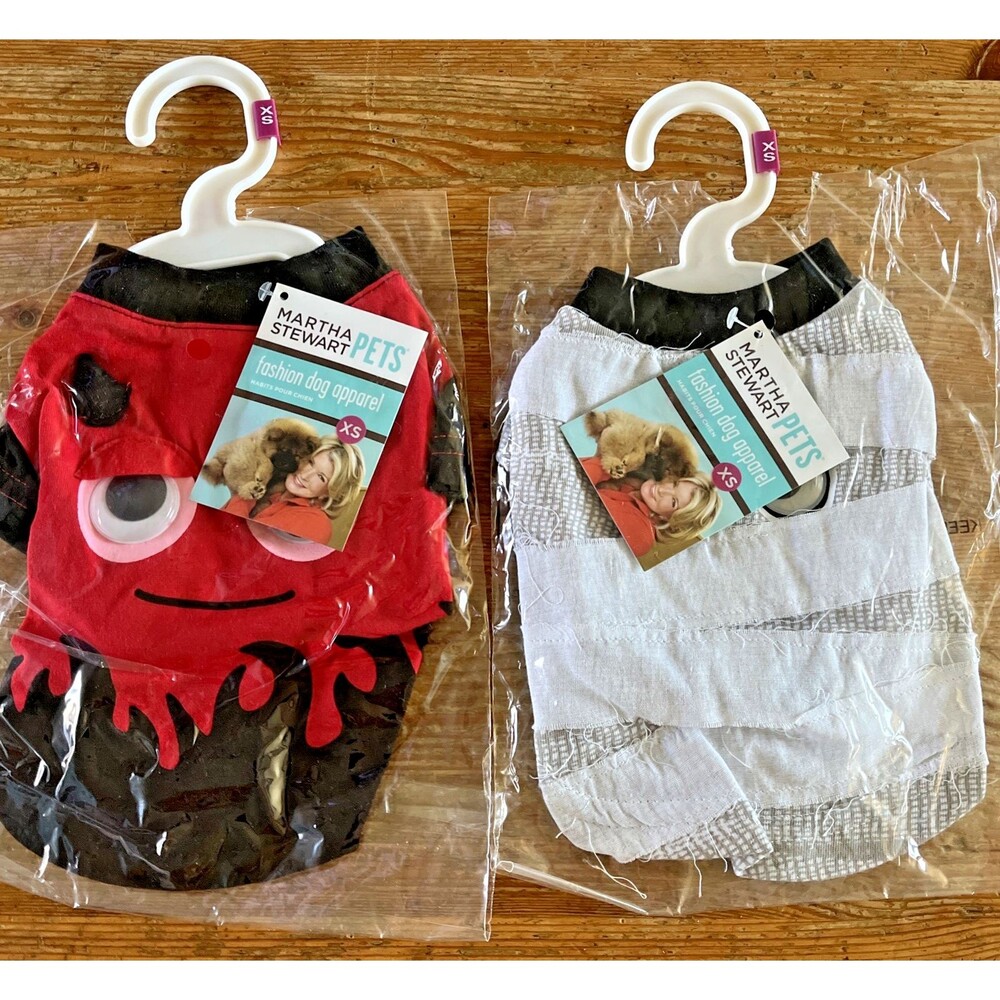 Dog Halloween Costume Lot of 2 Red Devil and Mummy Costumes XS Extra Small